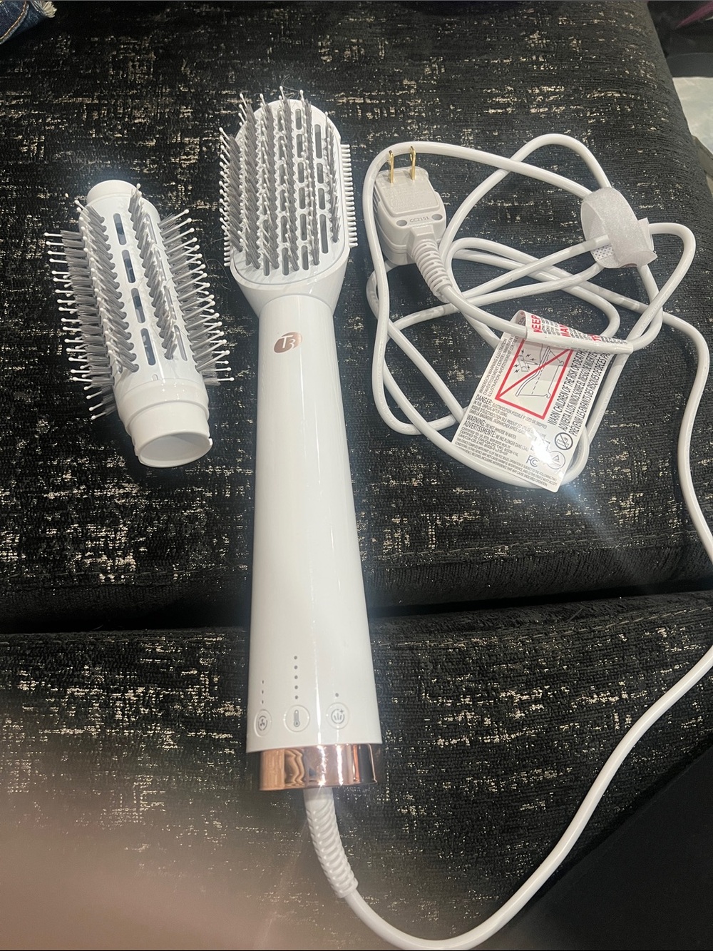 White Hot Air Round Brush Hair Styler with Dual Attachments